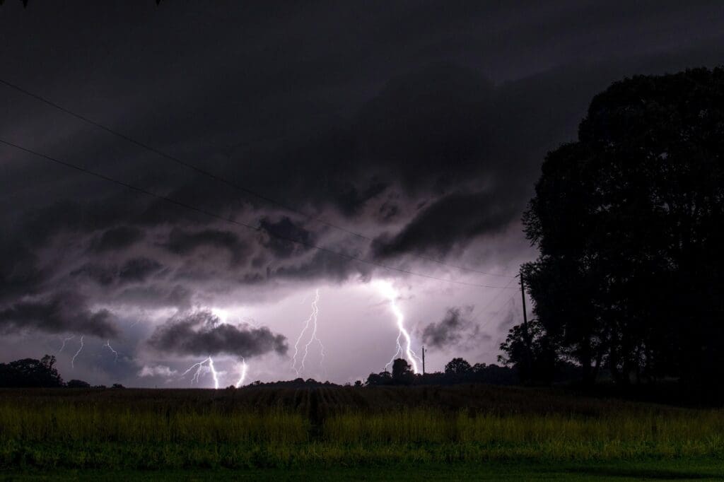 Lightning strike during a storm